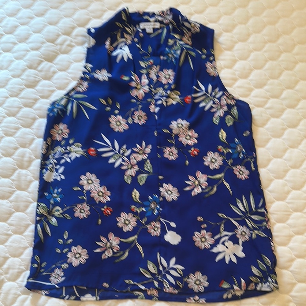 Katherine Barclay Blue Sleeveless Blouse